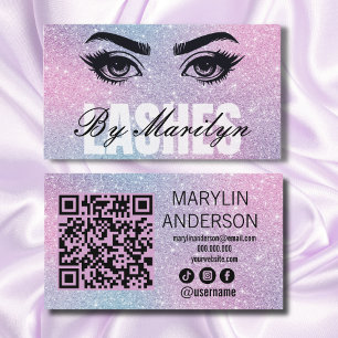 Eleganter Rainbow Glitzer Gradient Lash Scannable Visitenkarte
