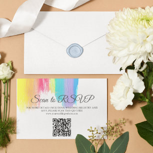 Eleganter Rainbow LGBTQ Wedding Scan QR Code RSVP Karte