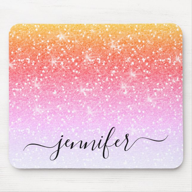 Eleganter Rainbow Unicorn Glitzer Sparkor Mousepad (Vorne)