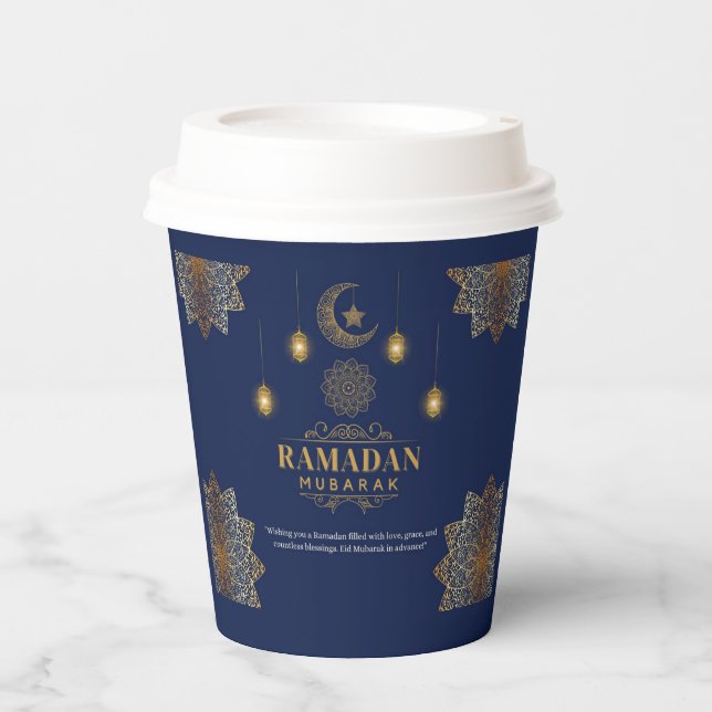 Eleganter Ramadan-Gruß mit Laternenlicht Pappbecher (Vorderseite)