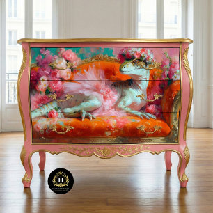Eleganter Raptor in Rosa Tutu Blumen Couch Dekoupa Seidenpapier
