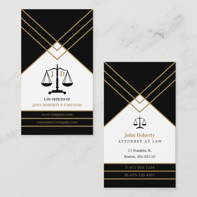 Eleganter Rechtsanwalt | Gold Black Visitenkarte (Vorne/Hinten)