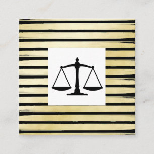 Eleganter Rechtsanwalt schwarze Goldfolie gestreif Quadratische Visitenkarte