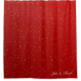 Eleganter Red and Gold Sparkle Glitzer Duschvorhang