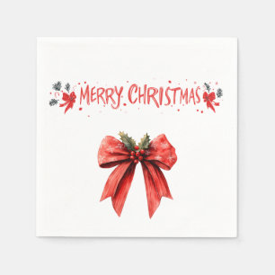 Eleganter Red Bow "Merry Christmas" Napkins Serviette