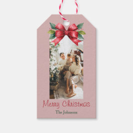 Eleganter Red Bow Personalisierter Weihnachtsgesch Geschenkanhänger
