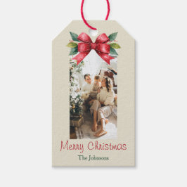 Eleganter Red Bow Personalisierter Weihnachtsgesch Geschenkanhänger