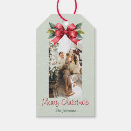 Eleganter Red Bow Personalisierter Weihnachtsgesch Geschenkanhänger