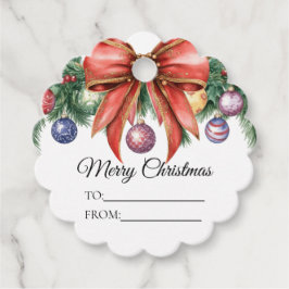 Eleganter Red Bow Weihnachtskranz Geschenkanhänger