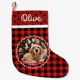 Eleganter Red Buffalo Kariert Pet Weihnachtsweinhu Kleiner Weihnachtsstrumpf