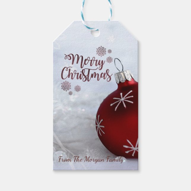 Eleganter Red Christmas Ball Geschenkanhänger (Vorderseite)