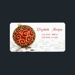 Eleganter Red Christmas Ball, Sterne Adressaufkleber<br><div class="desc">Eleganter Weihnachtsball und Sterne auf weißem Hintergrund. Ein elegantes und raffiniertes Design. Passen Sie Ihre Namen und Adressdaten an.</div>