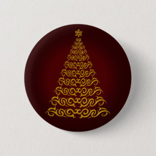 Eleganter Red Christmas Tree Button