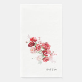 Eleganter Red Floral Simple Wedding Gast Serviette