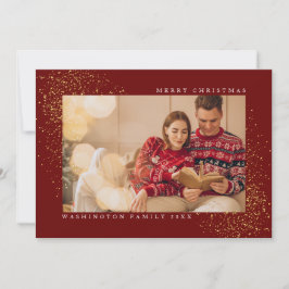 Eleganter Red Merry Christmas Gold Glitzer Feiertagskarte