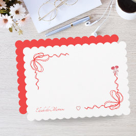 Eleganter Red Watercolor Bow Personalisiert Mitteilungskarte