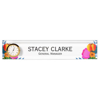 Eleganter Red Yellow Pink Blume General Manager Namensplakette