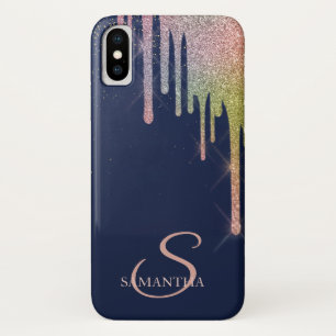 Eleganter Regenbogen-Glitzer-Tropfen, Navy Blue Case-Mate iPhone Hülle