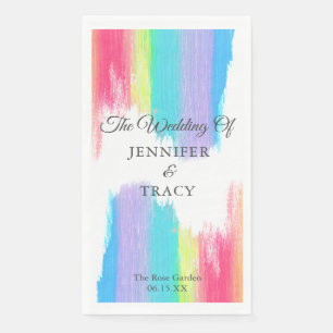 Eleganter Regenbogen-Hochzeit Personalisiert Serviette