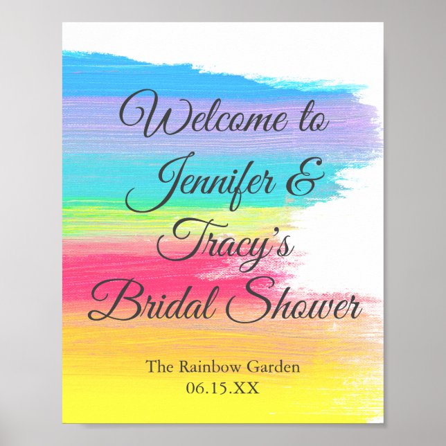 Eleganter Regenbogen-Personalisierter Lesbischer B Poster (Vorne)