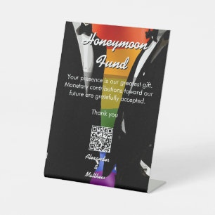 Eleganter Regenbogen Schwule Hochzeits Flitterwoch Sockelschild