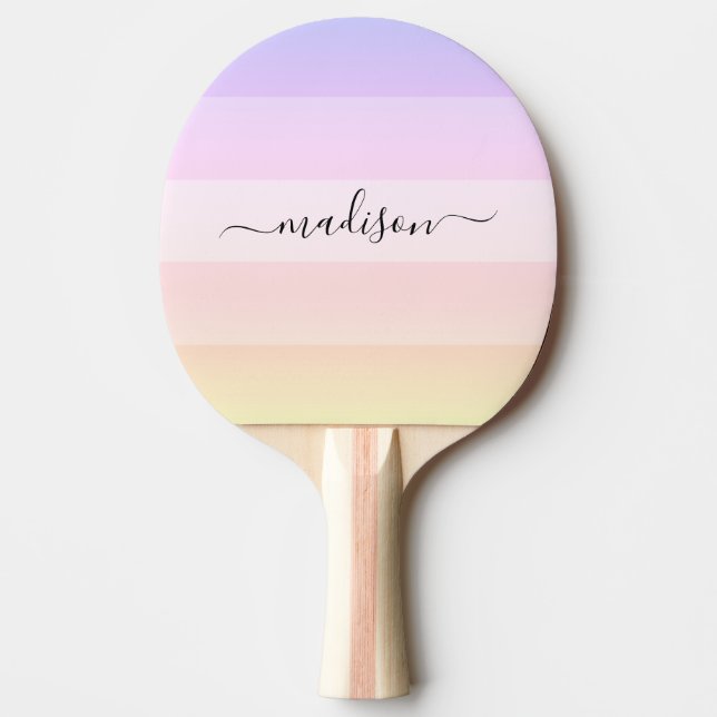 Eleganter Regenbogen-Streifenname Tischtennis Schläger (Vorderseite)