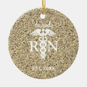 Eleganter registrierter Nurse Gold Glitzer Persona Keramik Ornament