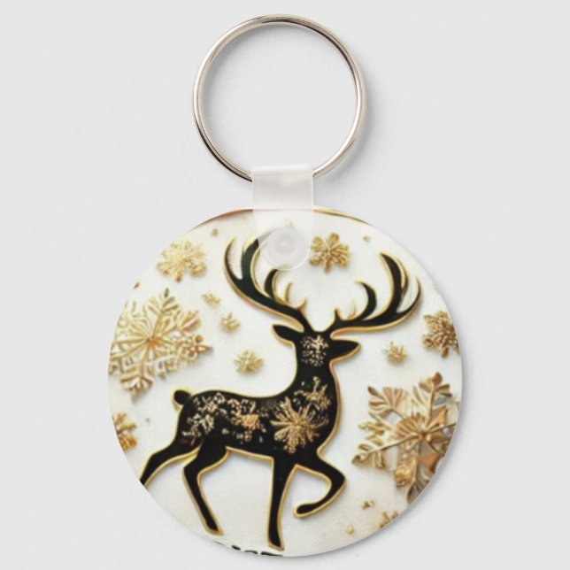 Eleganter Reindeer Weihnachts-Schlüsselanhänger Schlüsselanhänger (Vorderseite)