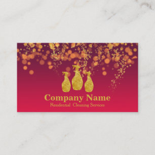 Eleganter Reinigungsservice Glitter Bokeh Visitenkarte