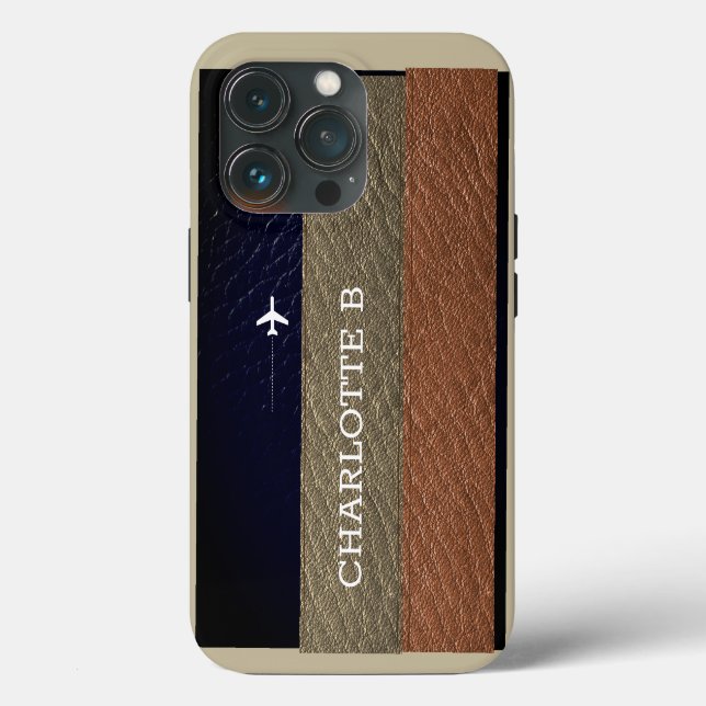 Eleganter Reisender Brown und Black Leather Case-Mate iPhone Hülle (Rückseite)