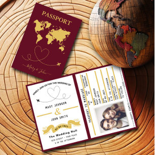 Eleganter Reisepass für Hochzeiten Einladung