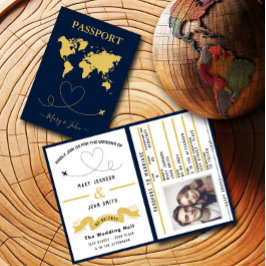 Eleganter Reisepass für Hochzeiten Einladung