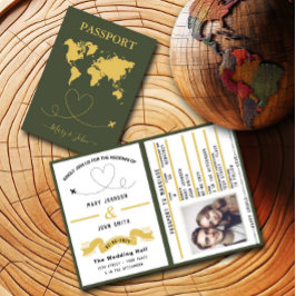 Eleganter Reisepass für Hochzeiten Einladung