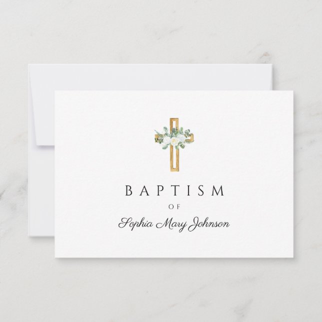 Eleganter religiöser Blumenkreuz RSVP Karte (Rückseite)