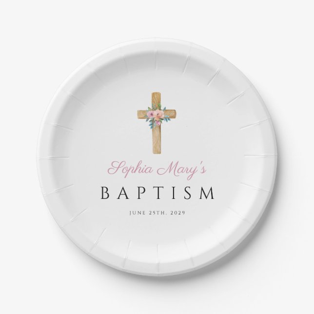Eleganter, religiöser Kreuzdorfstich Pappteller (Vorderseite)
