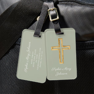 Eleganter religiöser Psalm Salbeigrün Gepäckanhänger