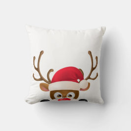 Eleganter Rentier mit Weihnachtsmannmütze | Kissen
