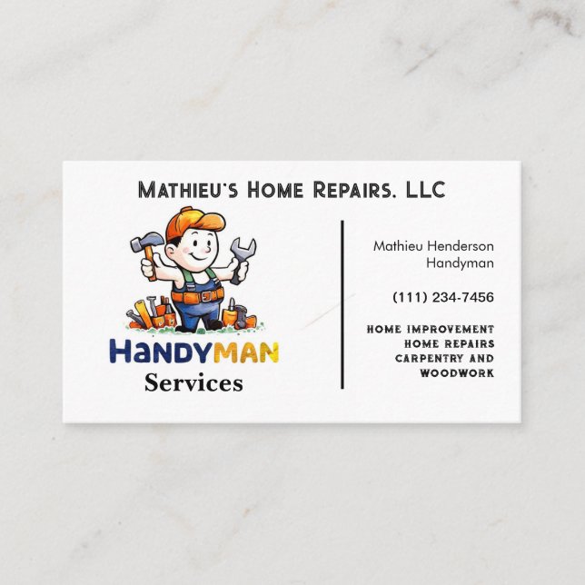 Eleganter Reparaturhandyman Visitenkarte (Vorderseite)
