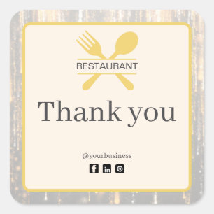 Eleganter Restaurant-Dankeschön-Aufkleber Quadratischer Aufkleber