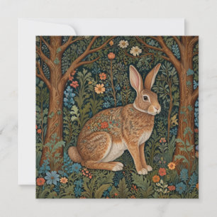 Eleganter Retro-Boho-Hase Waldflora Einladung