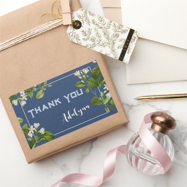 Eleganter Retro Floral Individuelle Name Textgesch Rechteckiger Aufkleber (Schenken)