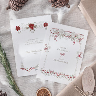 Eleganter Retro Hand gezeichneter Weihnachtskranz Feiertagskarte