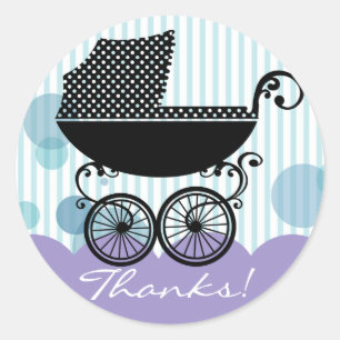 Eleganter Retro Kinderwagen - Babyparty-Aufkleber Runder Aufkleber