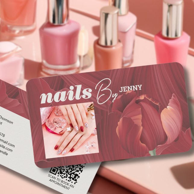 Eleganter Retro Stilvolle Red Abstrakt Nails Artis Visitenkarte (Von Creator hochgeladen)