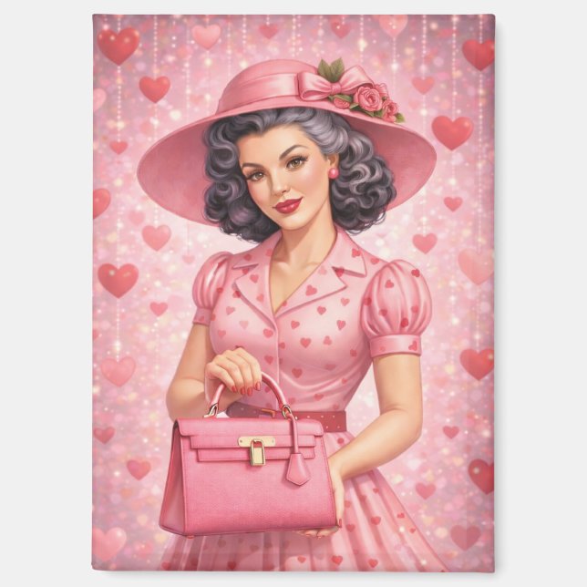 Eleganter Retro-Valentinsmagnet Magnet (Vorderseite)