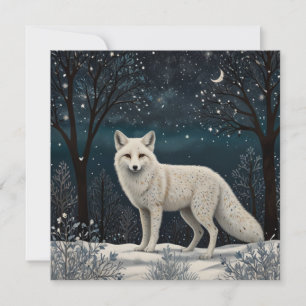 Eleganter Retro-Weißer Winterfuchs Feiertagskarte