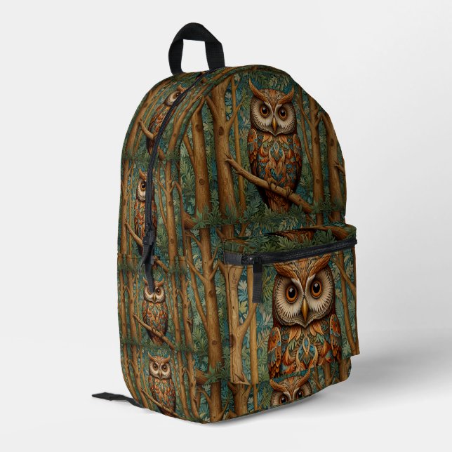 Eleganter Retrouschelwald Bedruckter Rucksack (Rückseitige Ecke links)