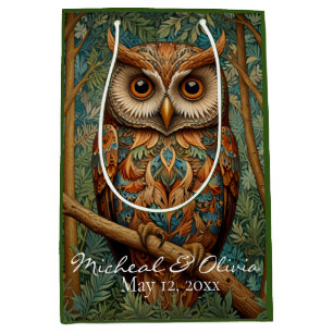 Eleganter Retrouschus boho bohemianischer Wald grü Mittlere Geschenktüte