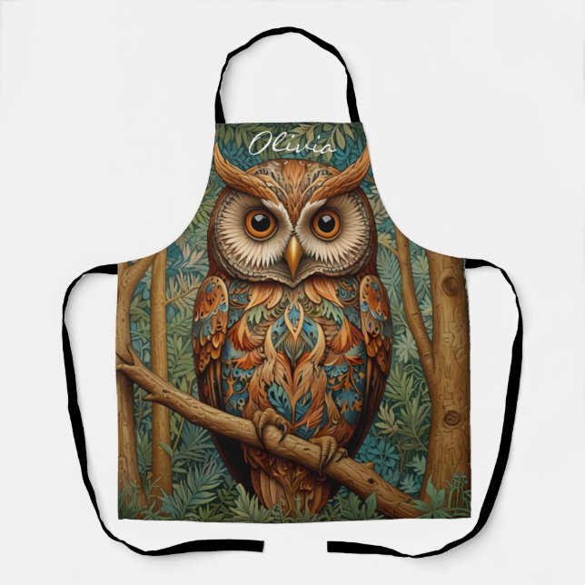 Eleganter Retrouschus boho bohemianischer Wald grü Schürze (Vorderseite)