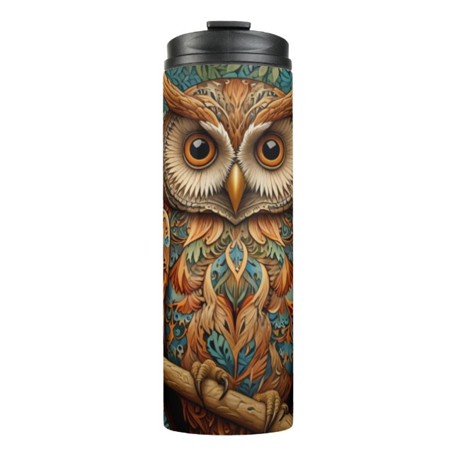 Eleganter Retrouschus boho bohemianischer Wald grü Thermosbecher (Vorderseite)
